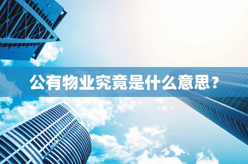 公有物业究竟是什么意思？