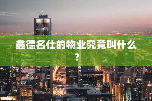 鑫德名仕的物业究竟叫什么？