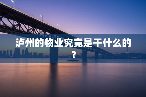 泸州的物业究竟是干什么的？
