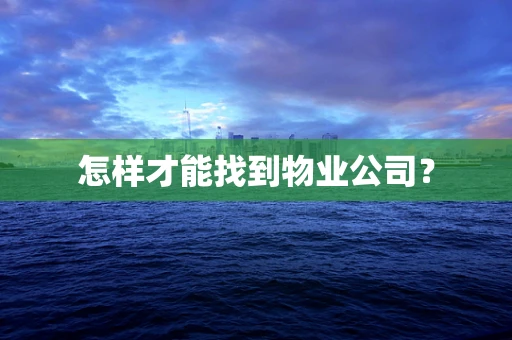 怎样才能找到物业公司？